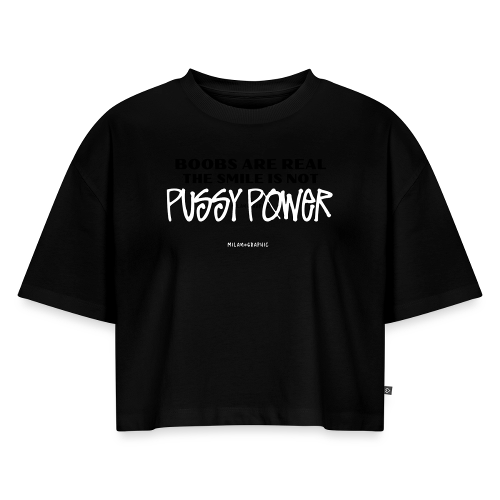 CROP T-SHIRT PUSSY POWER - nero