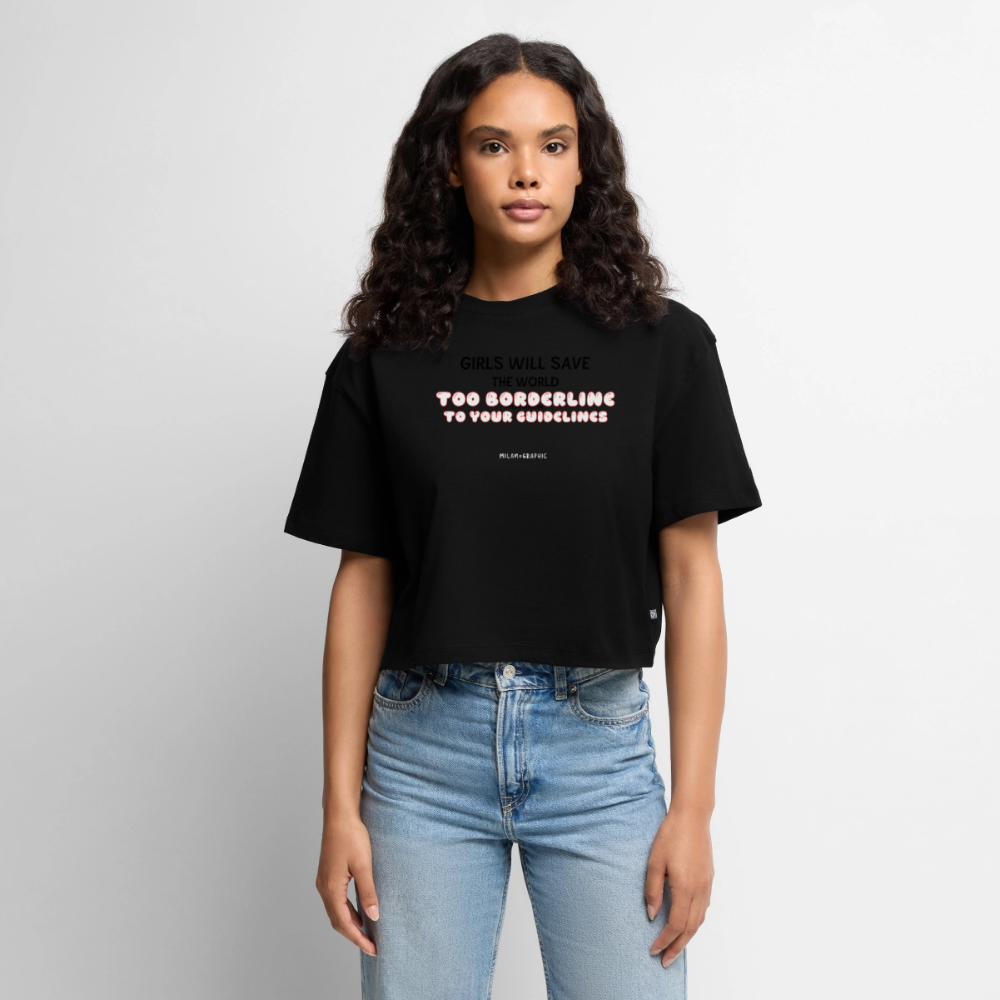 T-SHIRT CROP TOO BORDERLINE MG - nero