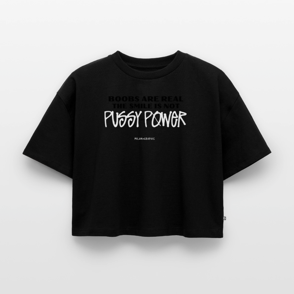 CROP T-SHIRT PUSSY POWER - nero