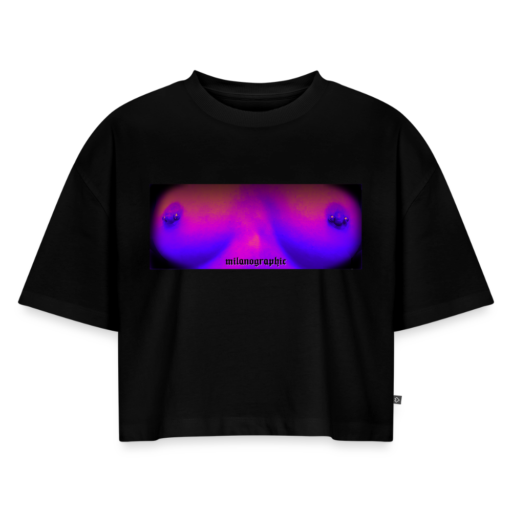 BOOBS CROP T-SHIRT BLACK - nero