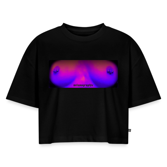 BOOBS CROP T-SHIRT BLACK - nero