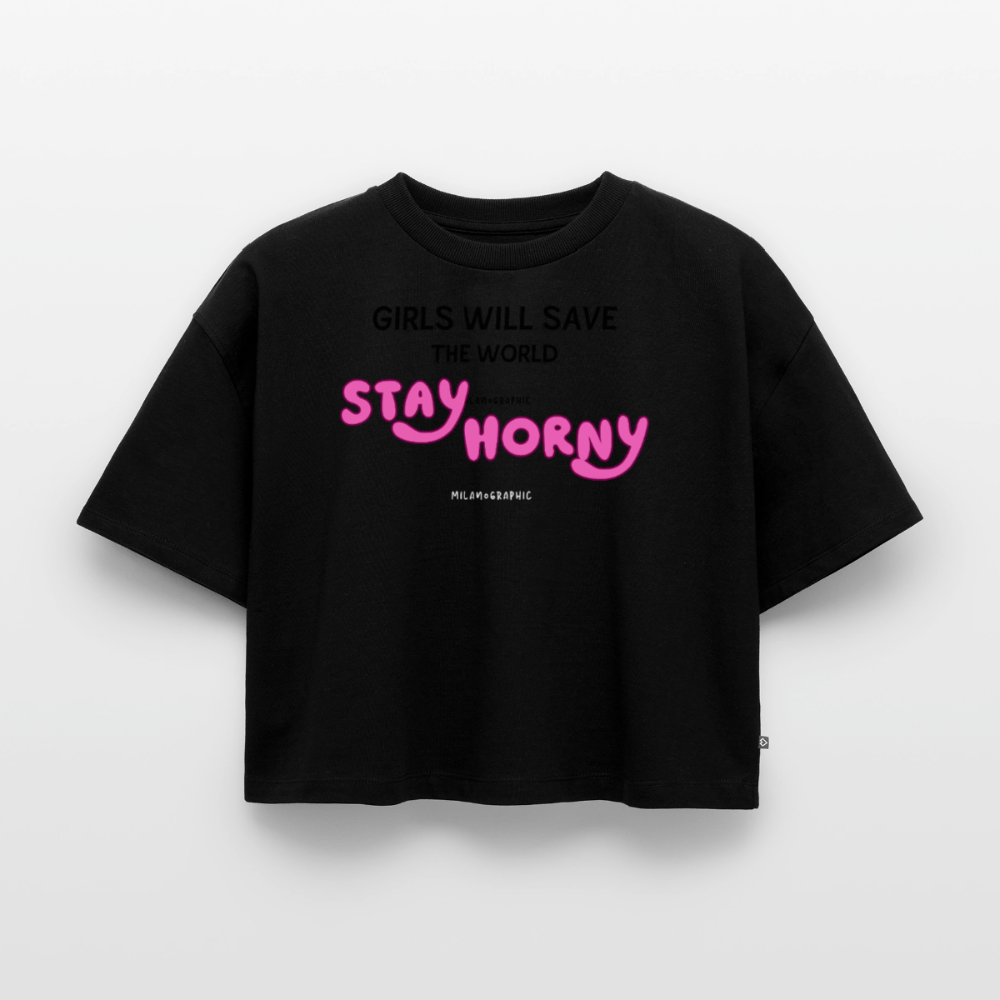 STAY HORNY CROP T-SHIRT - nero