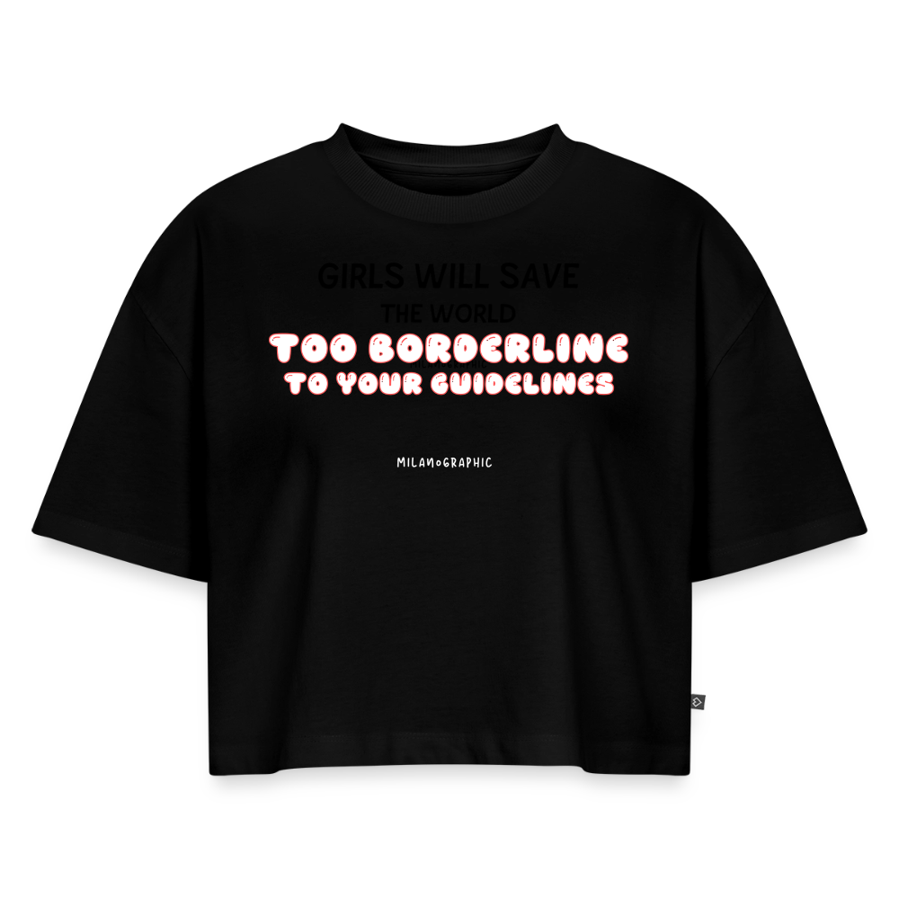 T-SHIRT CROP TOO BORDERLINE MG - nero