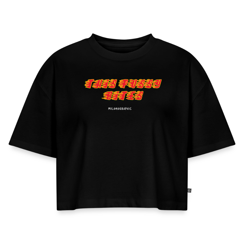 PUSSY BITES CROP - nero