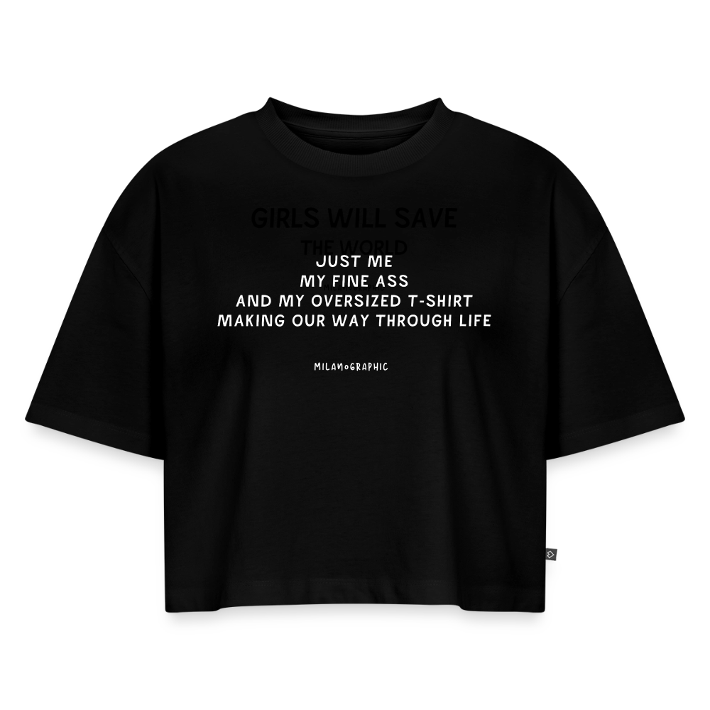 CROP T-SHIRT OVERSIZED - nero