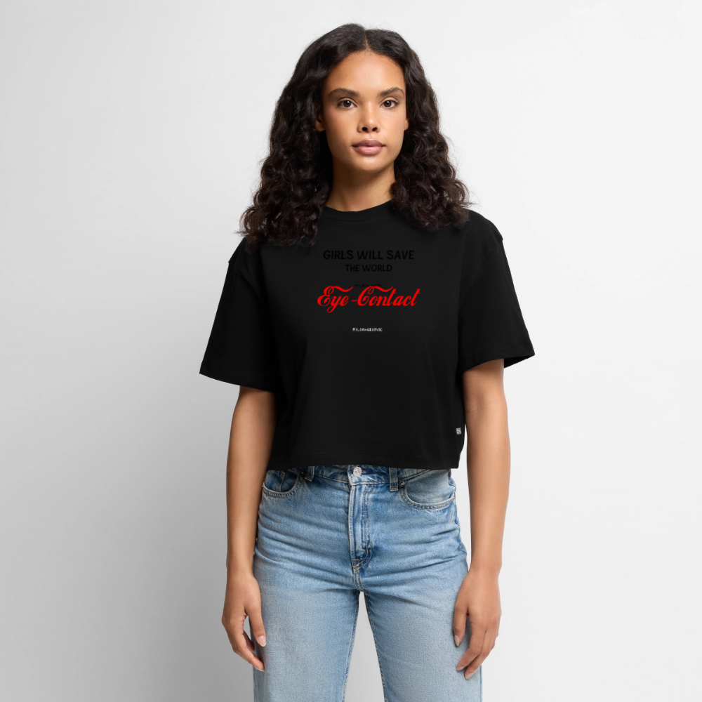 CROP T-SHIRT EYE CONTACT - nero