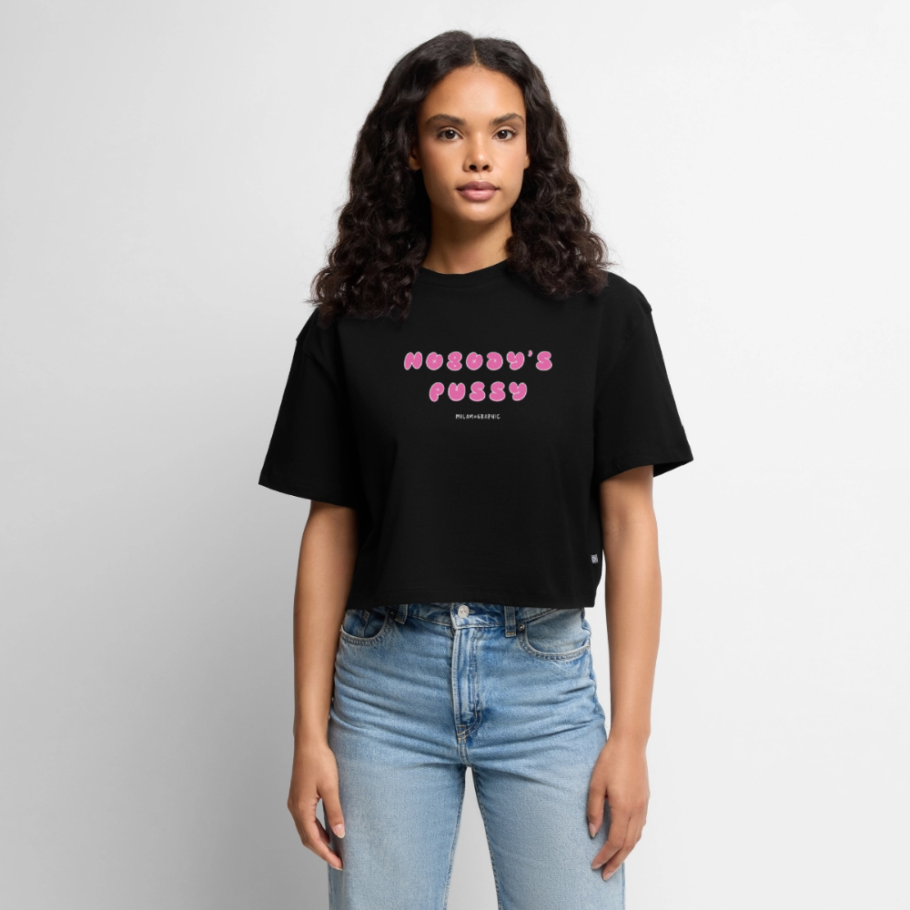 NOBODY'S PUSSY T-SHIRT CROP - nero