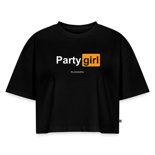 CROP OVER TEE PARTYGIRL - nero