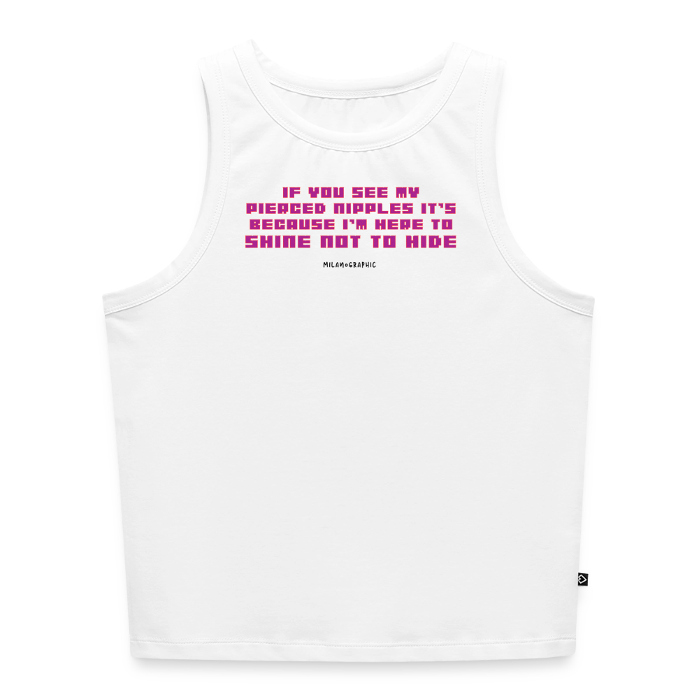 CROP TOP PIERCED NIPPLES - bianco
