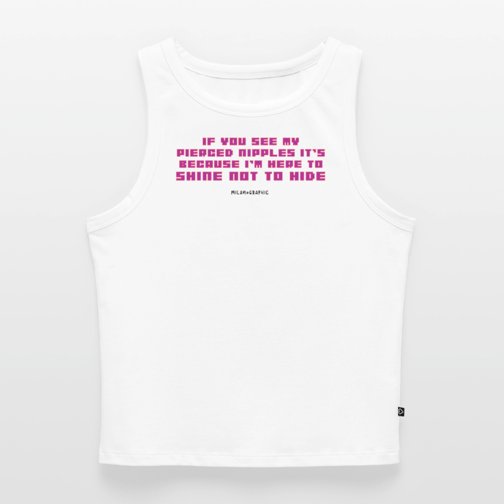 CROP TOP PIERCED NIPPLES - bianco